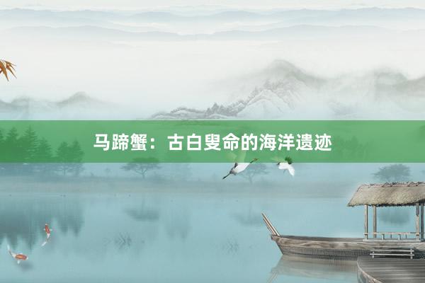 马蹄蟹：古白叟命的海洋遗迹